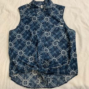 Front tie button up tank